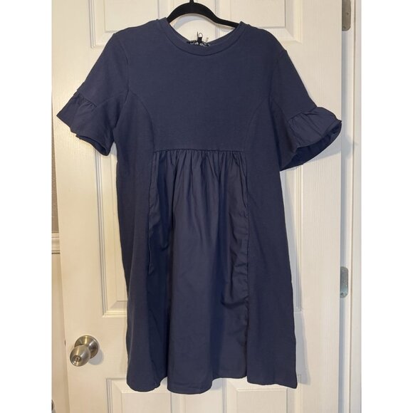 English Factory Dress S Navy Blue Babydoll T Shirt Short Sleeve Washable NWT - Picture 12 of 15
